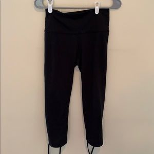 Black Aerie Leggings with Calf Cutout and Lace Up